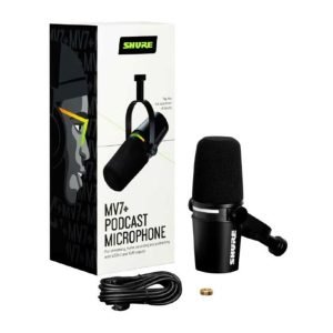 SHURE MV7+ – Micrófono Híbrido para Podcast (Negro)